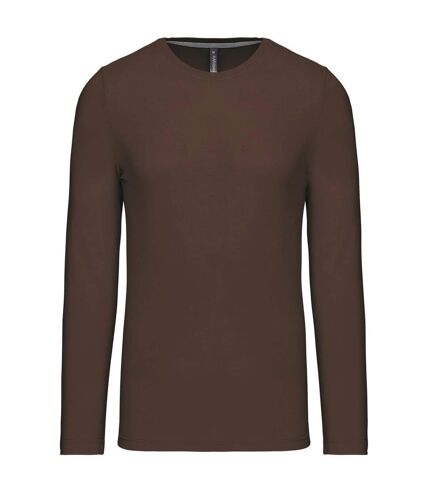 T-shirt manches longues col rond - K359 - marron chocolat - homme