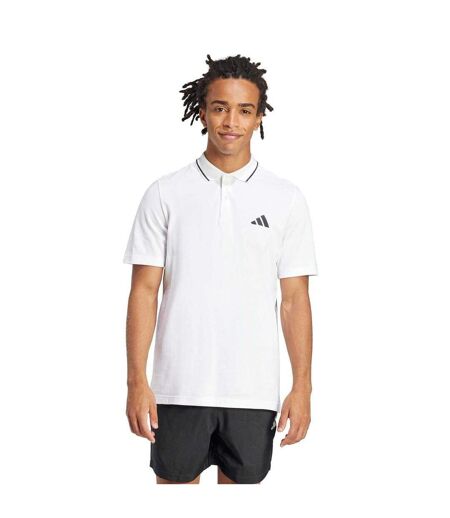 Polo Motif/style 3 Rayures Homme Blanc Noir Adidas