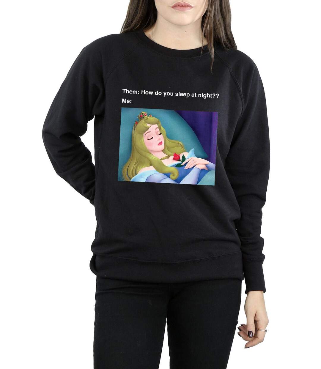 Disney Sweatshirt Womens/Ladies Sleeping Beauty Meme (Noir) - UTBI12471-3