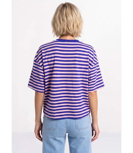 T-shirt col rond, rayures contrastées