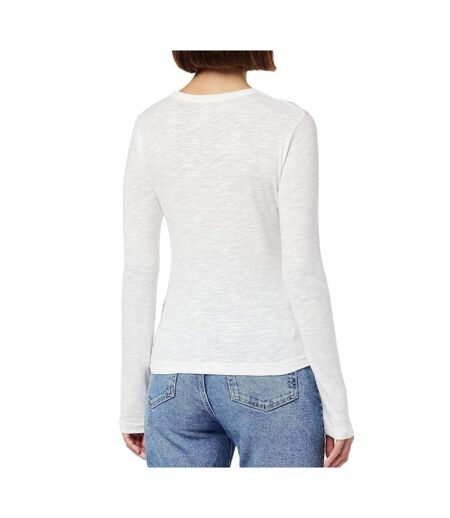T-Shirt manches longues blanc femme superdry henley - l