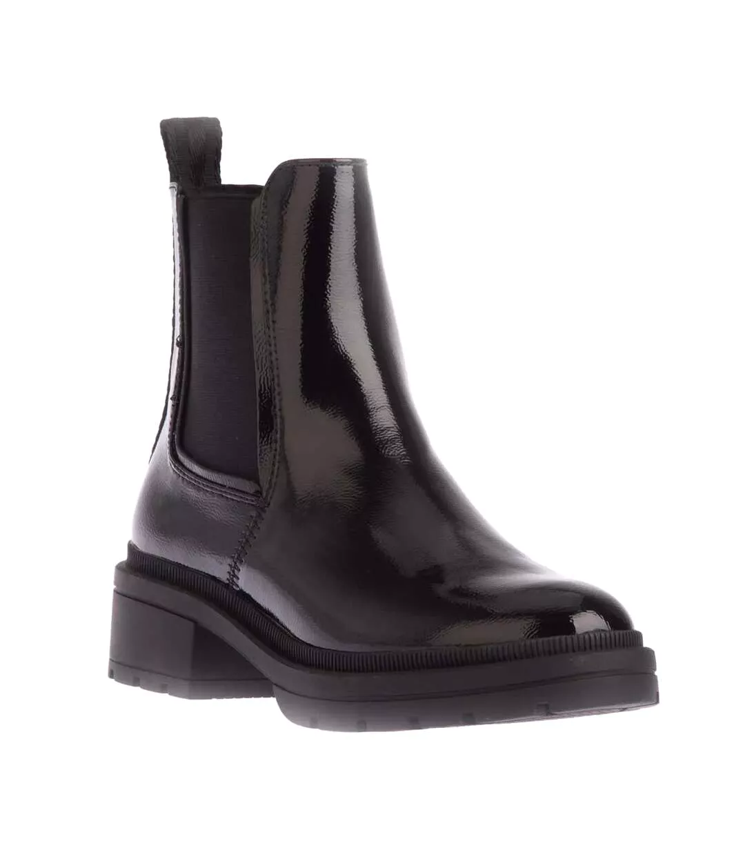 Womens/ladies Iggie Patent Faux Leather Chelsea Boots Black Rocket Dog-1