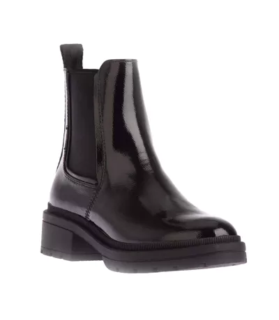 Womens/ladies Iggie Patent Faux Leather Chelsea Boots Black Rocket Dog