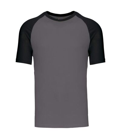 T-shirt bicolore baseball - Homme - K330 - gris foncé et noir