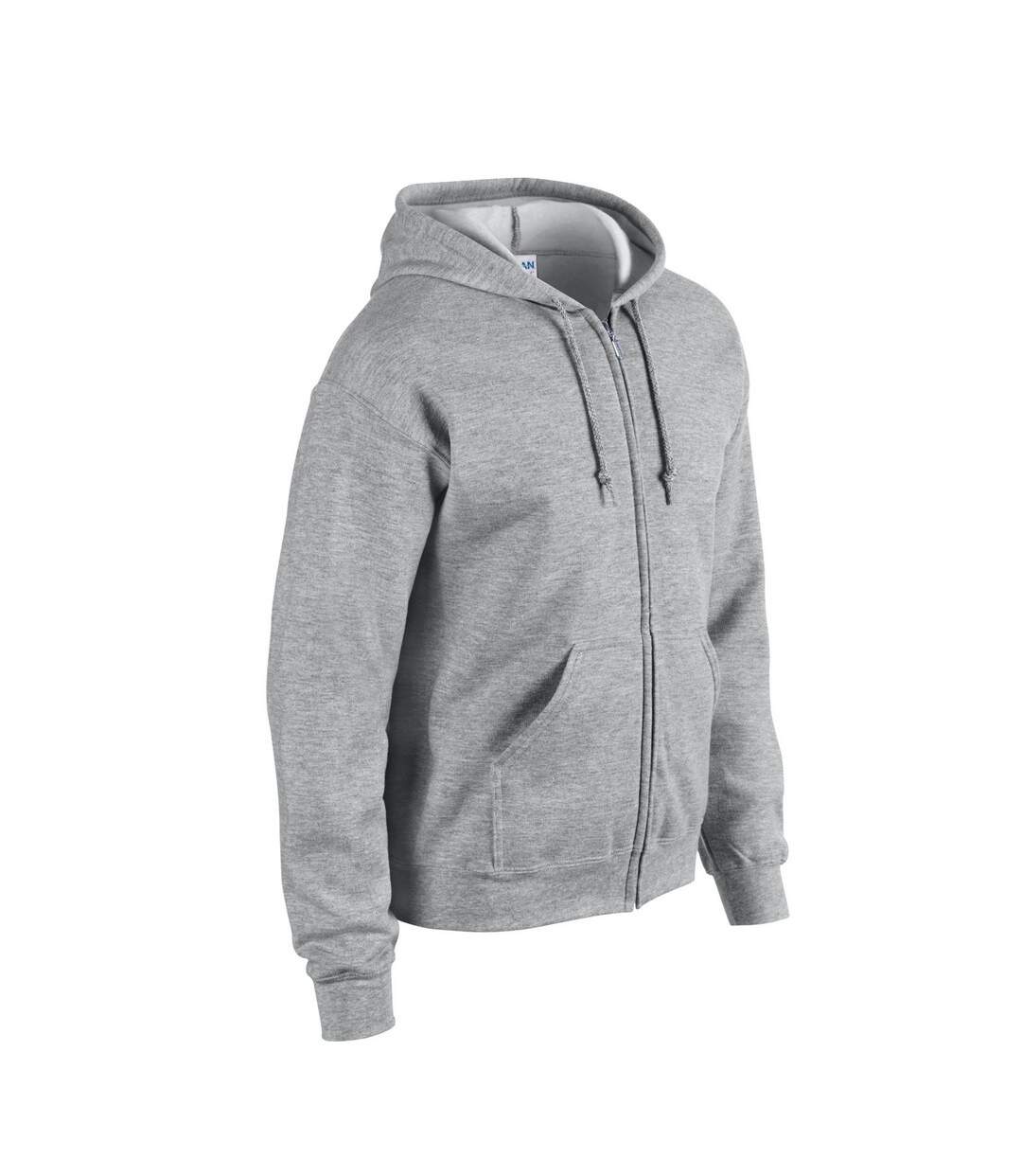 Mens heavy blend full zip hoodie sports grey Gildan-3