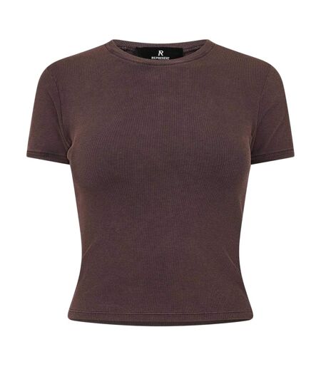 Womens/ladies Slim T-shirt Cherry Truffle Brown Represent