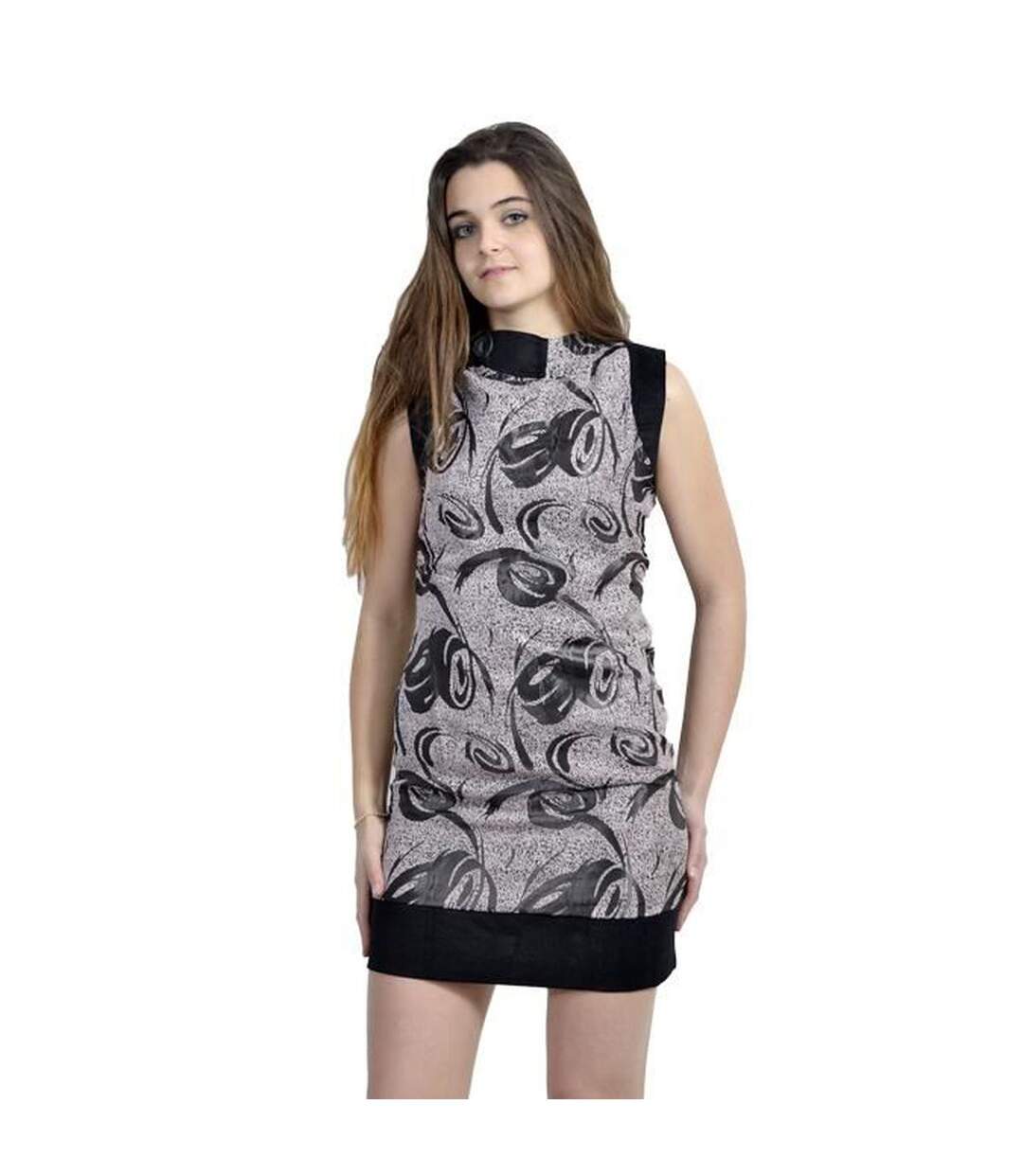 Robe femme sans manche motifs imprimés col montant-1