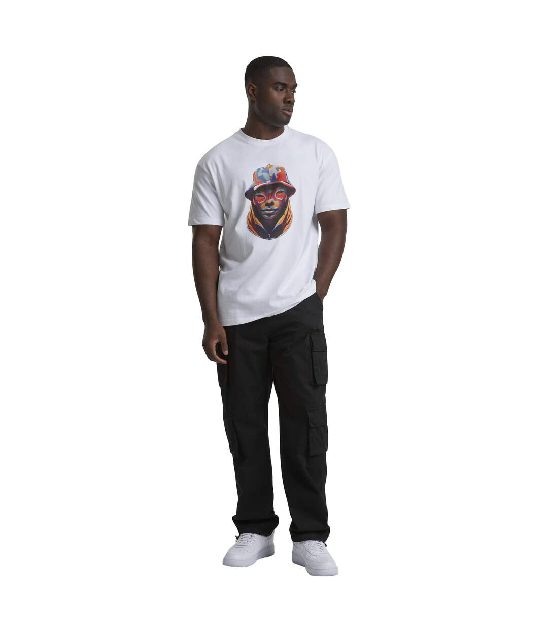 Mens Camouflage Heavyweight Oversized T-shirt Blanc Forgotten Faces-1