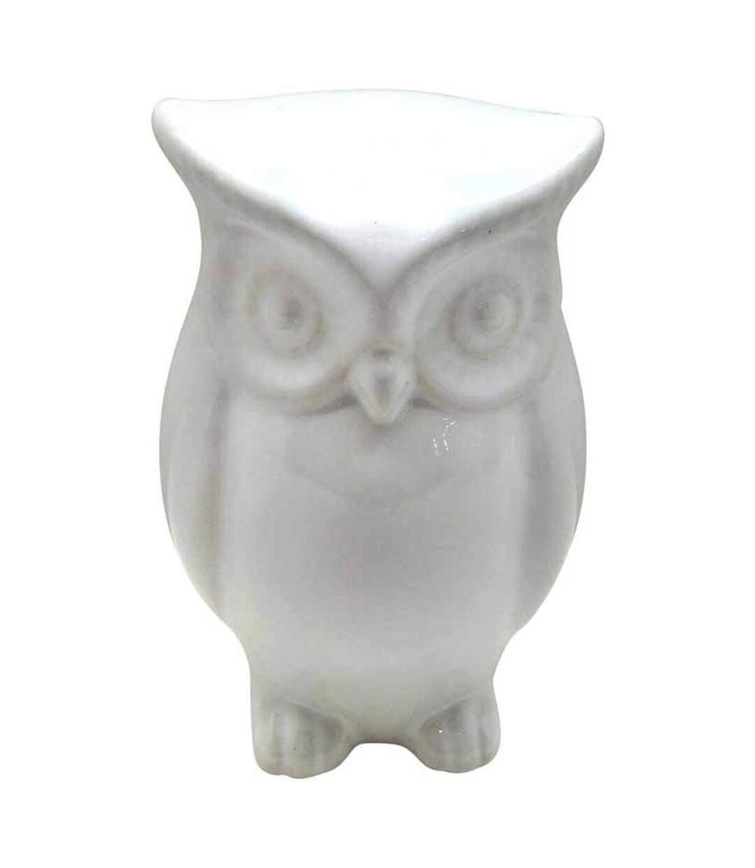 Statue Déco en Céramique Jolie Chouette 15cm Blanc-1