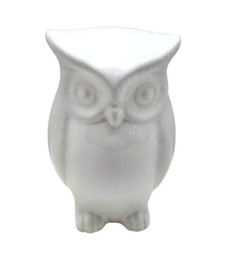 Statue Déco en Céramique Jolie Chouette 15cm Blanc