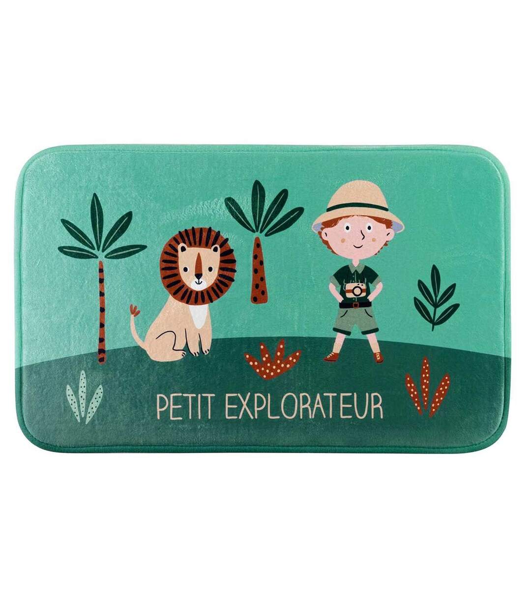 Tapis Enfant Léo l'Explorateur 45x75cm Vert-1