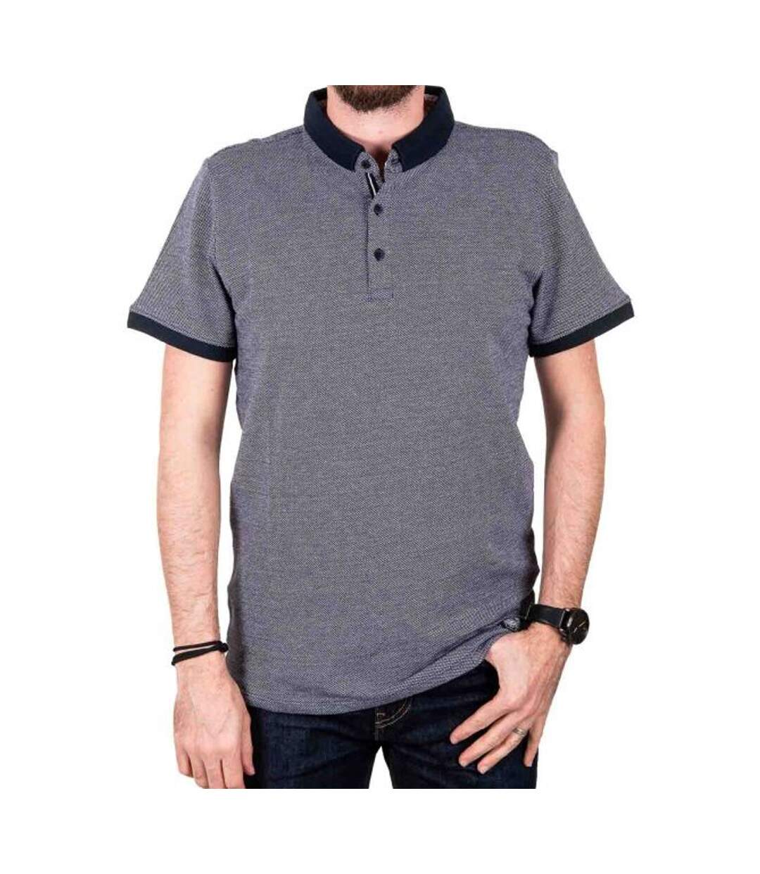 Polo Gris/Marine Homme Teddy Smith Lionel