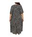 Womens/ladies Floral Plus 3/4 Sleeve Midi Dress Black Brave Soul-3