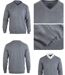 Pull Col V Homme PALAIS3 Gris avec Finitions Chambray-3