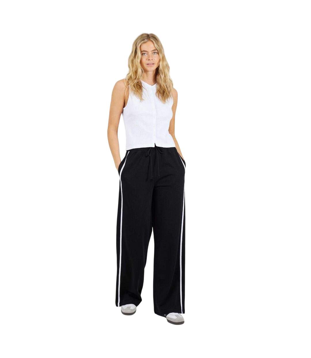 Womens/ladies Striped Joggers Black White Brave Soul-1