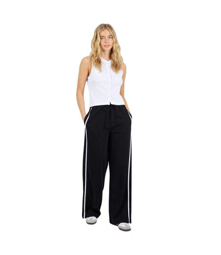 Womens/ladies Striped Joggers Black White Brave Soul