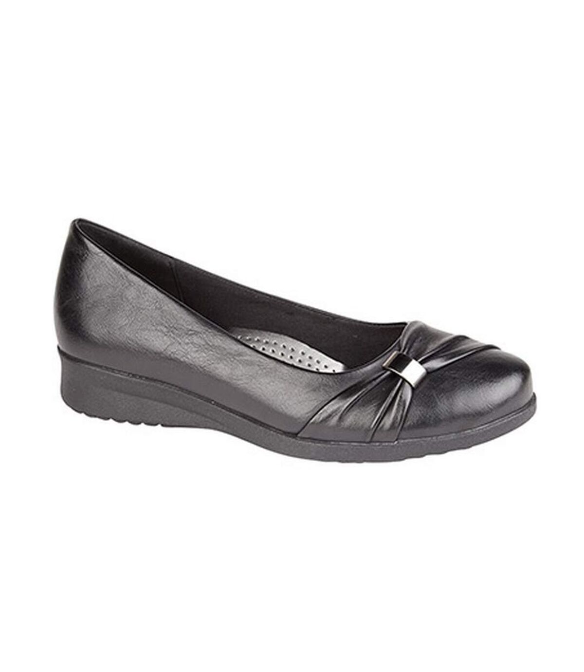Boulevard Womens/Ladies Sash Vamp Wedge Casual Shoes (Black) - UTDF1019