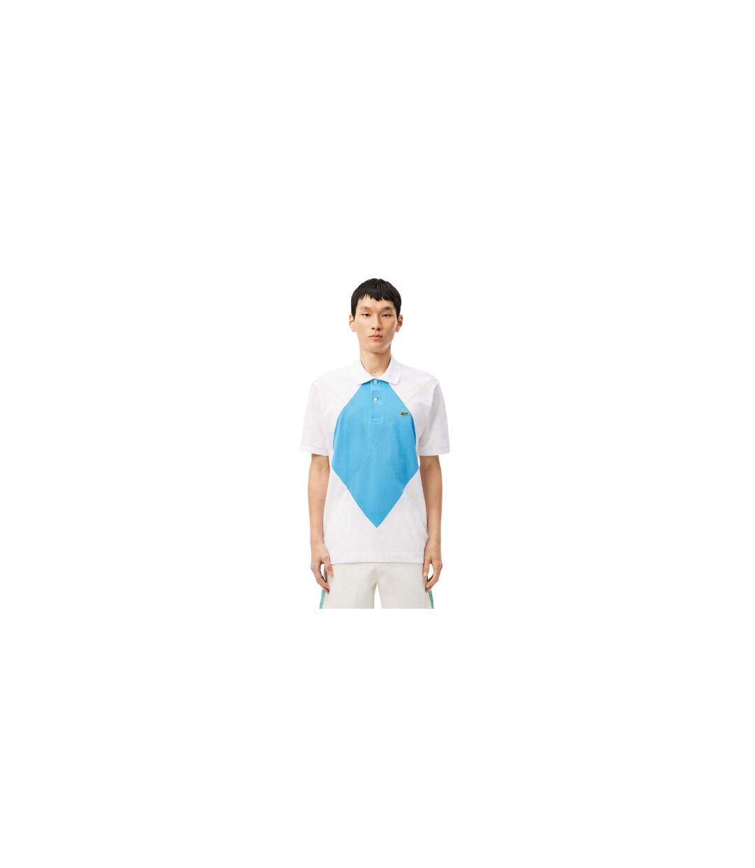 Mens L.12.12 Argyle Short-sleeved Polo Shirt White Blue Lacoste-1