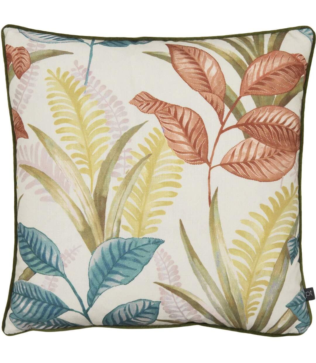 Sumba leaf cushion cover 50cm x 50cm coral Prestigious Textiles-1