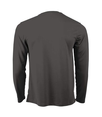Just Cool Mens Long Sleeve Cool Sports Performance Plain T-Shirt (Charcoal)
