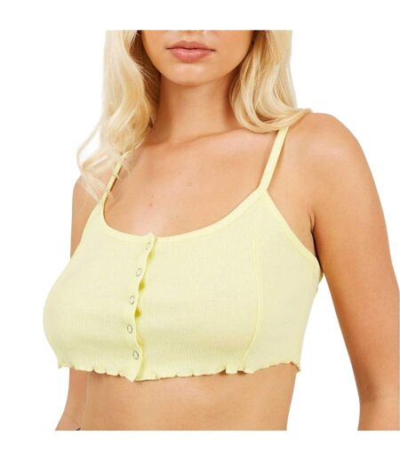 Womens/ladies Rib Knit Crop Top Lime Brave Soul