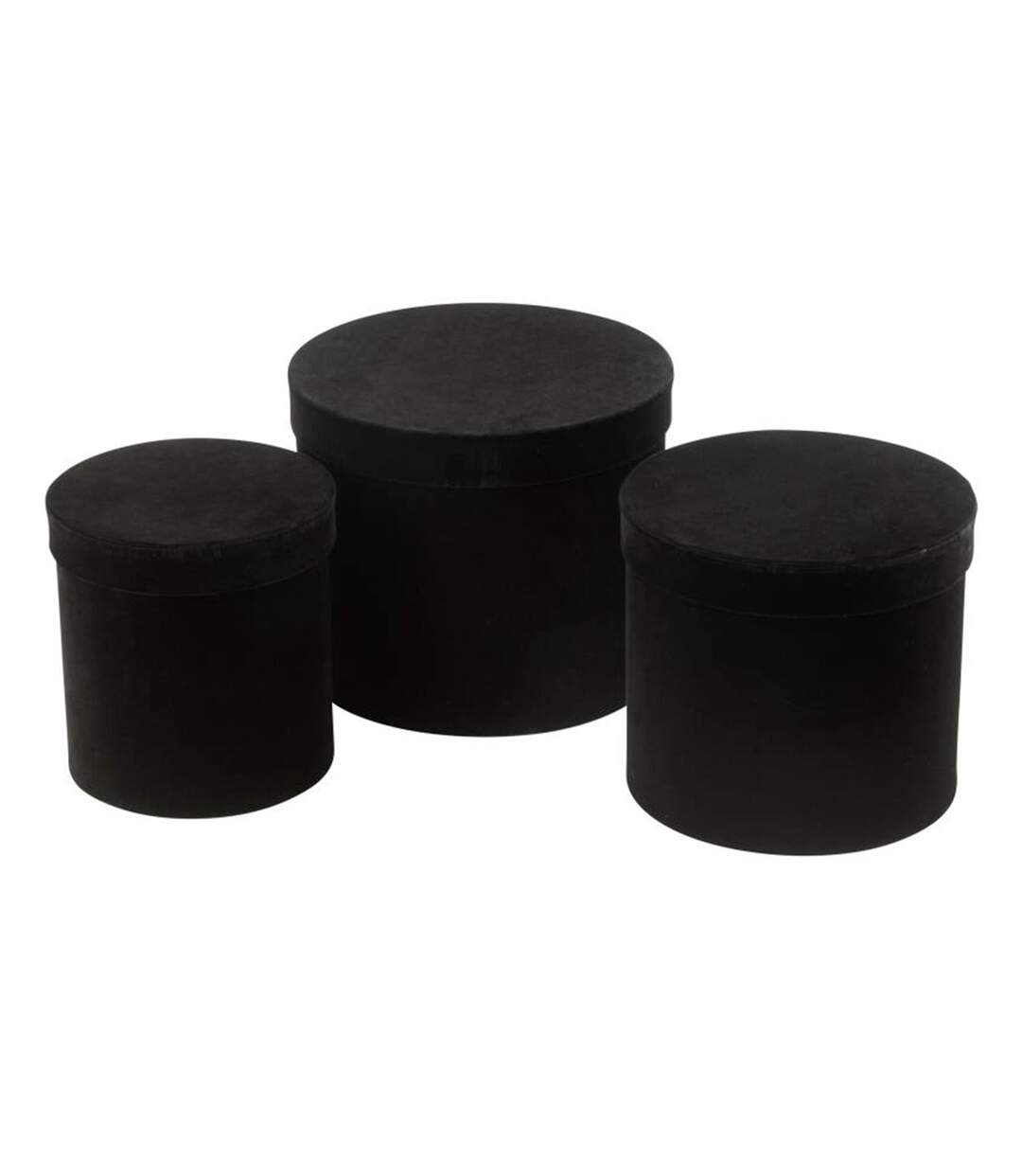 Lot de 3 Boîtes de Rangement Rondes Vaughn 27cm Noir-1