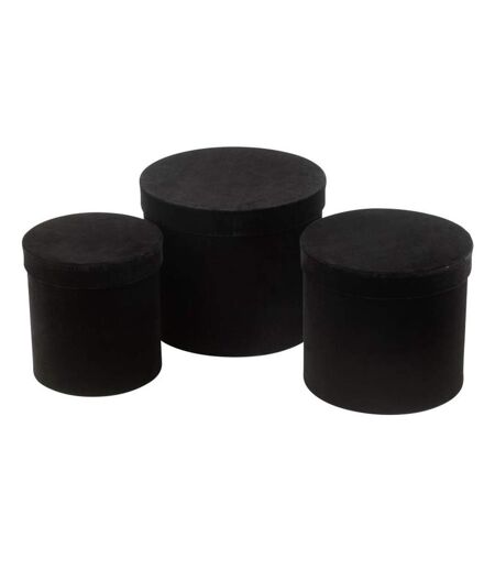 Lot de 3 Boîtes de Rangement Rondes Vaughn 27cm Noir