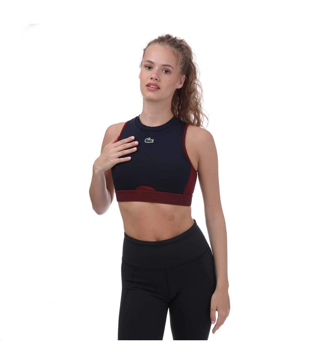 Womens/ladies Sport Stretch Sports Bra Navy Lacoste-1