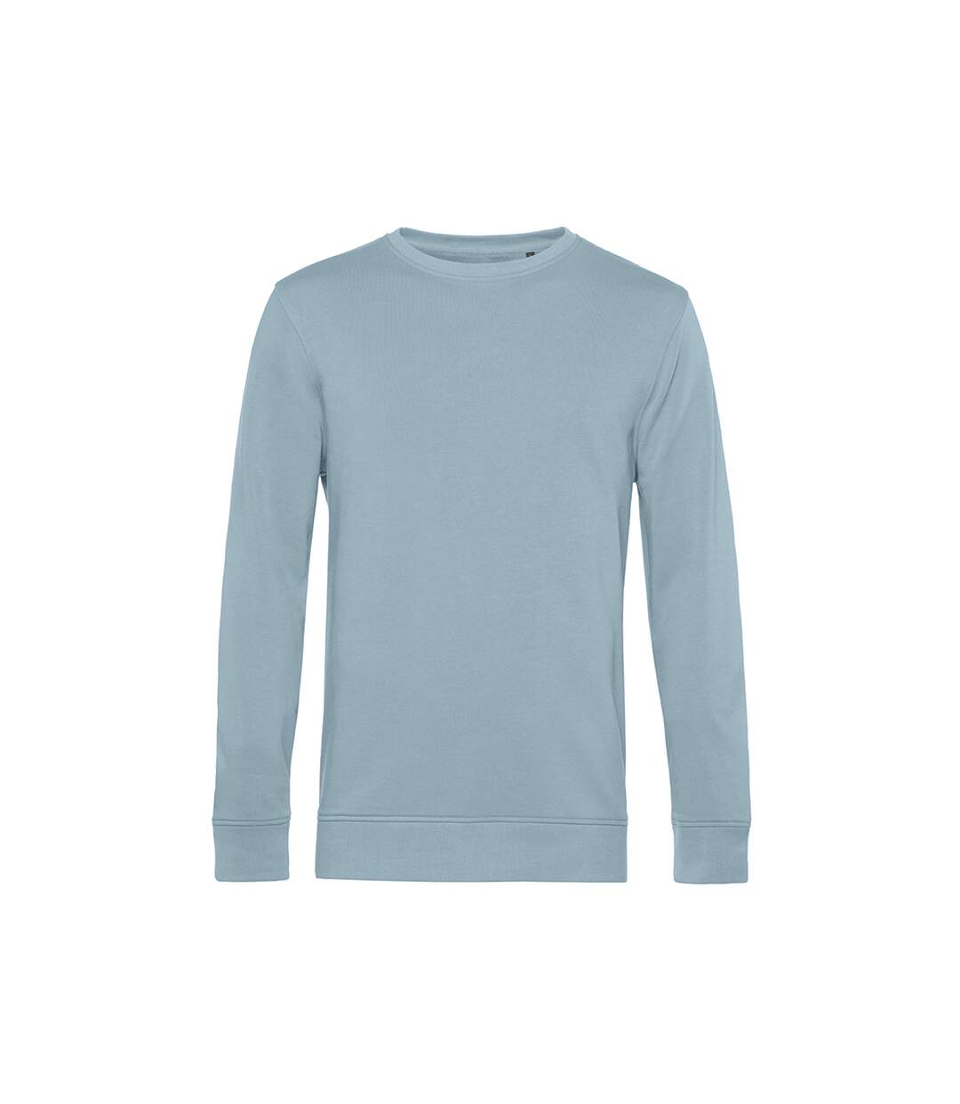 Mens organic crew neck sweat blue fog B&C