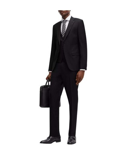 Mens Virgin Wool Trousers Black Boss