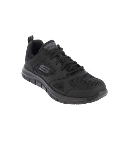 Mens track syntac coated leather trainers black Skechers