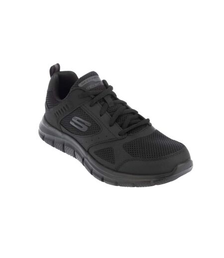 Mens track syntac coated leather trainers black Skechers
