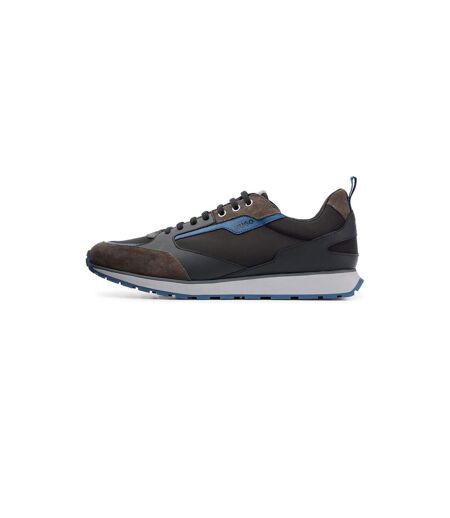 Mens Icelin Suede Panel Running Trainers Black White Hugo