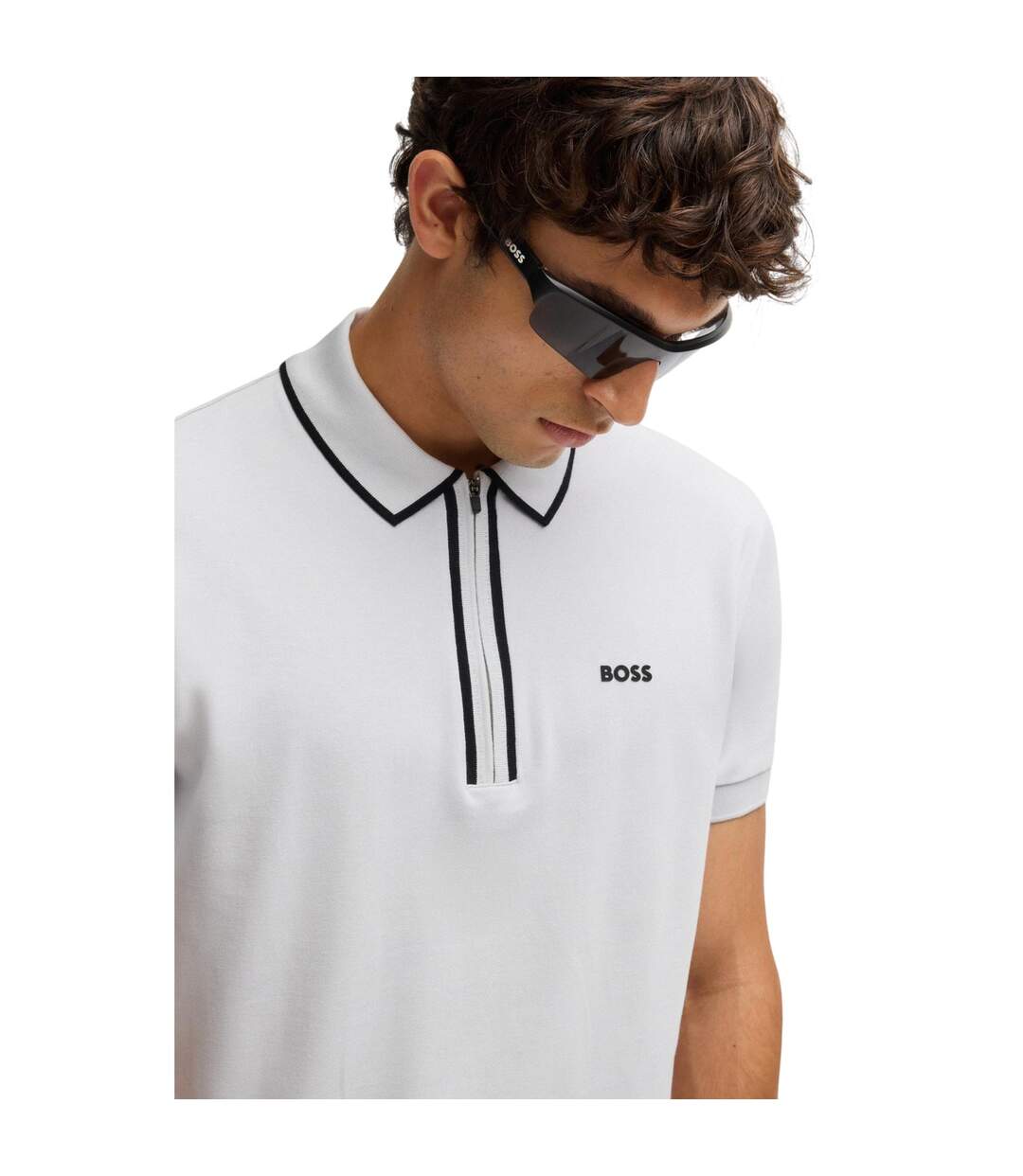 Polo Manches Courtes Homme Gris Clair Boss-4