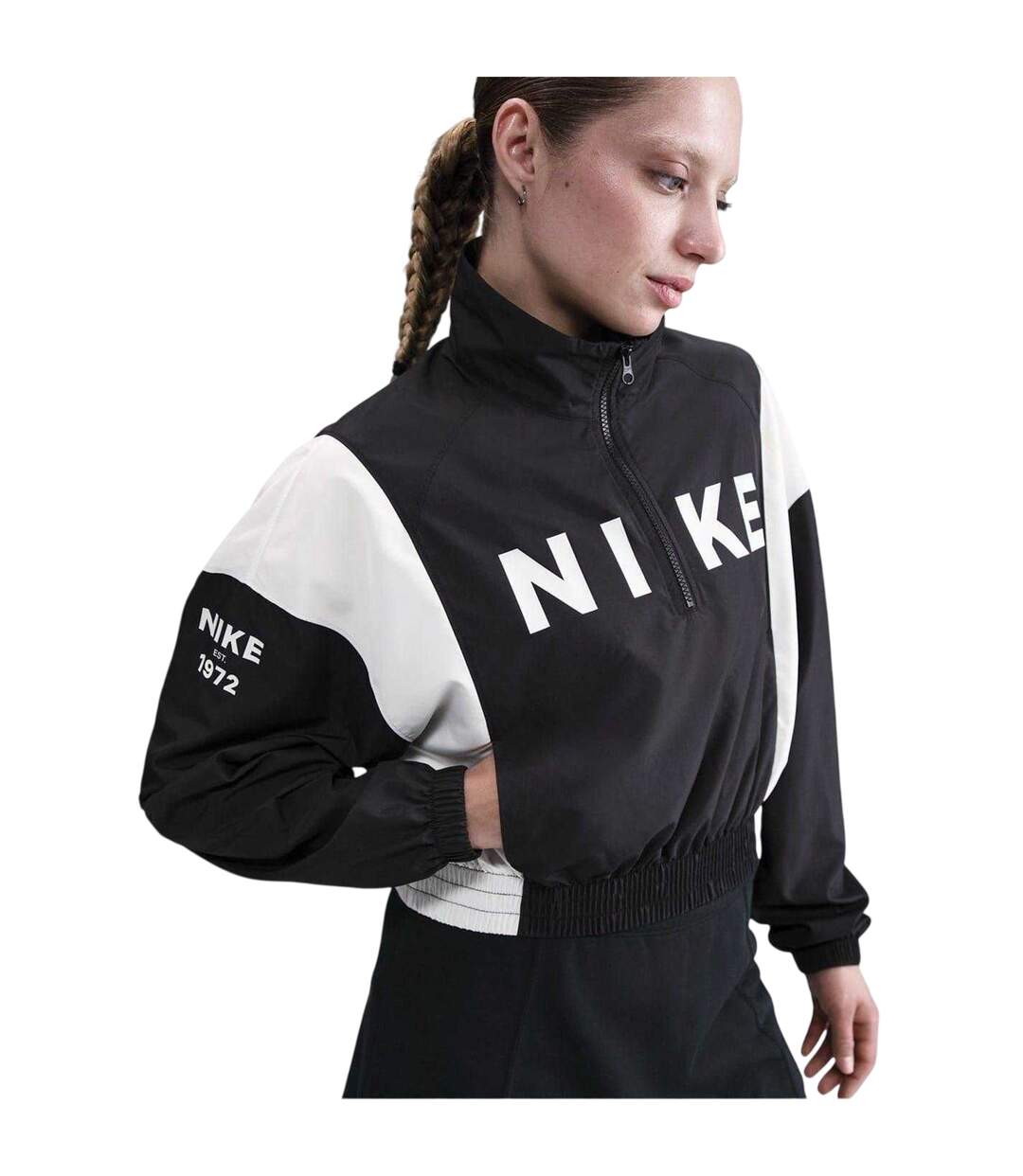 Womens/ladies Colour Block Raglan Windbreaker Black White Nike-3