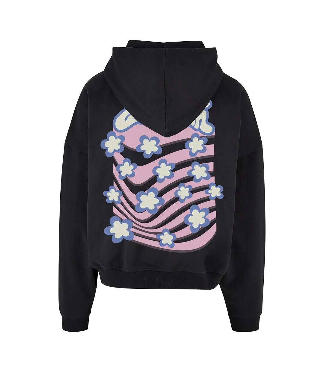 Mens Flower Wave Full Zip Hoodie Black Lost Youth-3