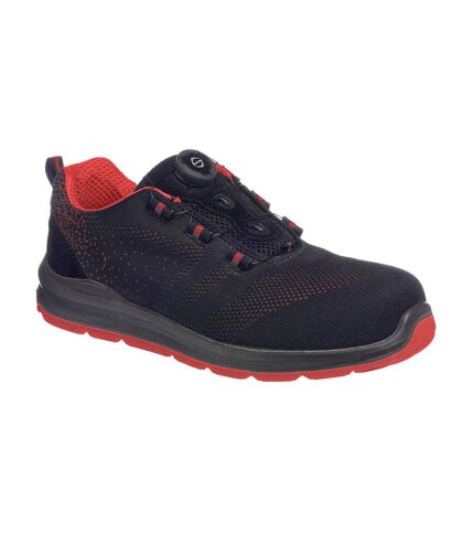 Portwest Mens Knitted Wire Lace Safety Trainers (Black/Red) - UTPW225