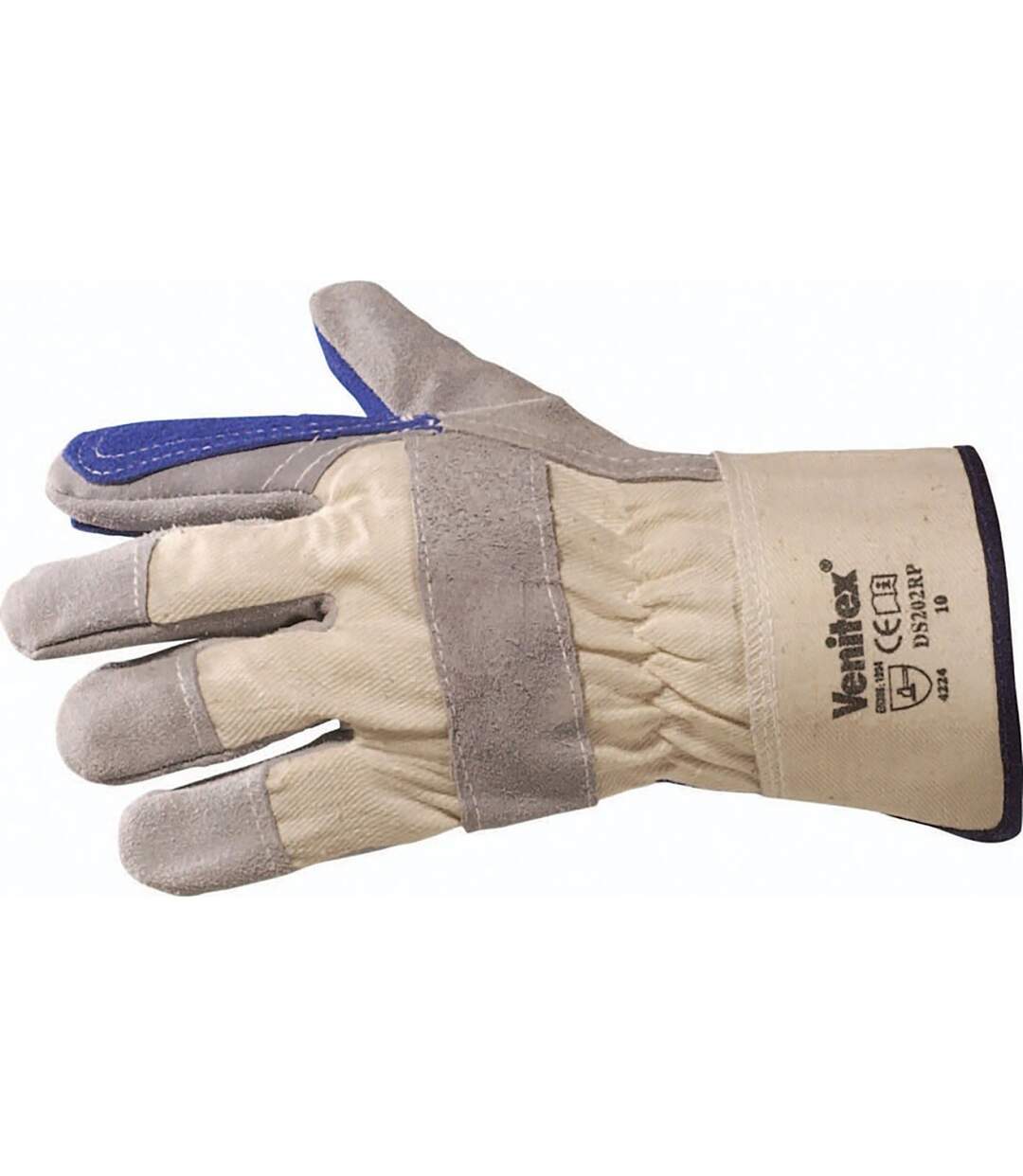 Workwear cowhide split leather gloves one size blue/grey Venitex-1