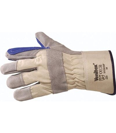 Workwear cowhide split leather gloves one size blue/grey Venitex