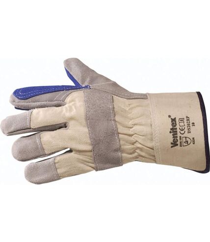 Venitex Workwear Cowhide Split Leather Gloves (Blue/Grey) (One Size) - UTBC1211