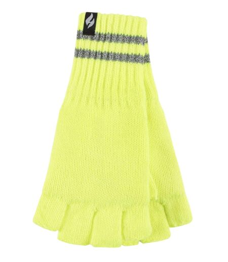 Mens Hi Vis Reflective Fleece Lined Thermal Winter Fingerless Gloves