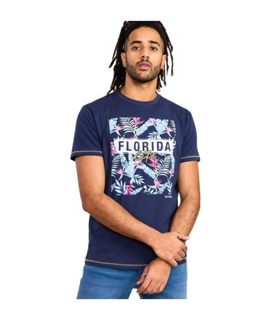 Mens D555 Prestwick Florida Floral Kingsize T-shirt Navy Duke
