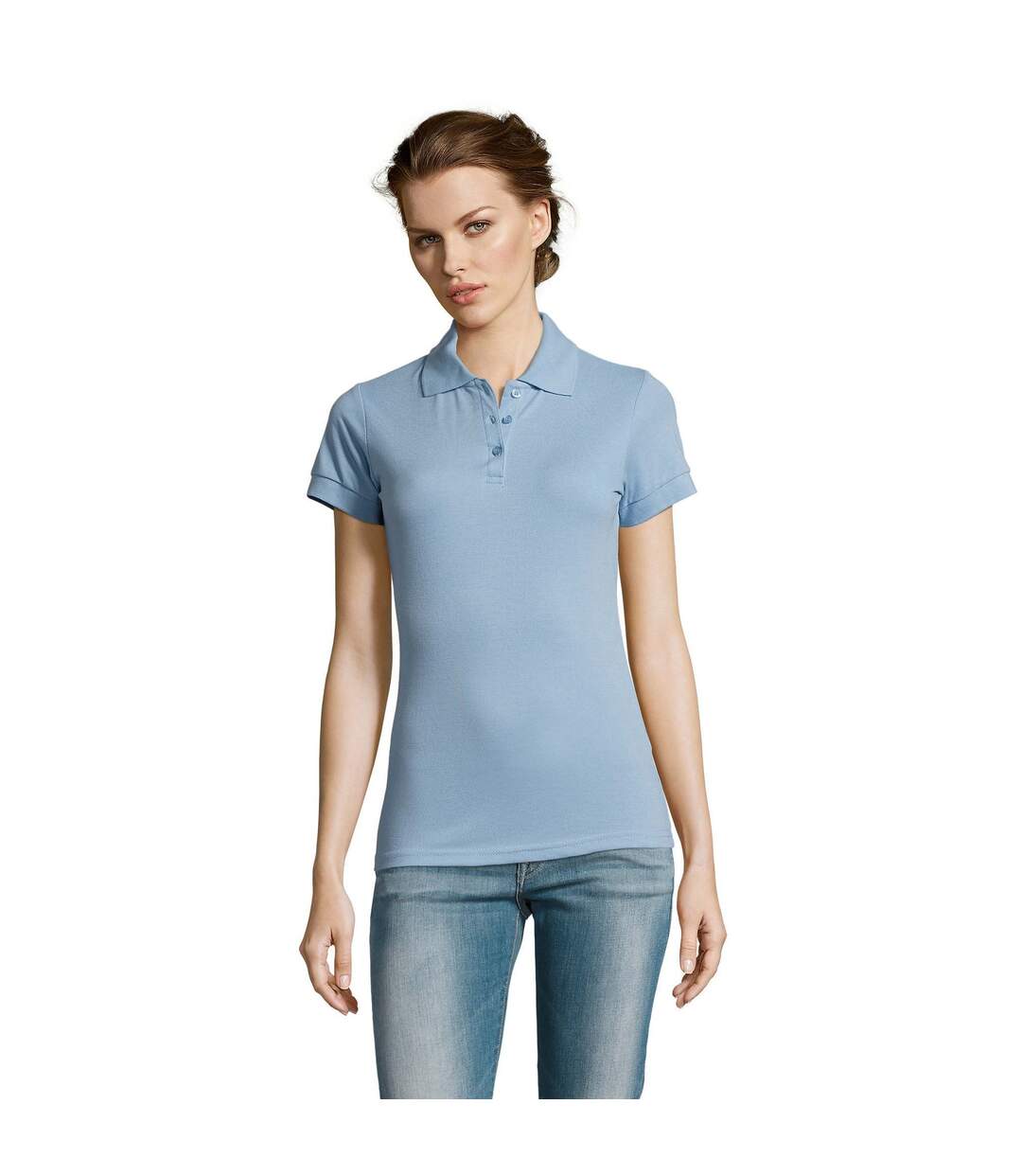 Polo manches courtes prime femme bleu ciel SOLS