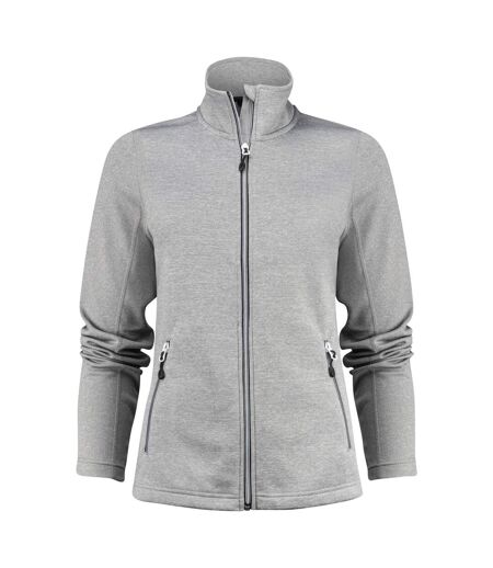 Womens/ladies Powerslide Zipped Sweat Jacket Grey Melange Printer RED