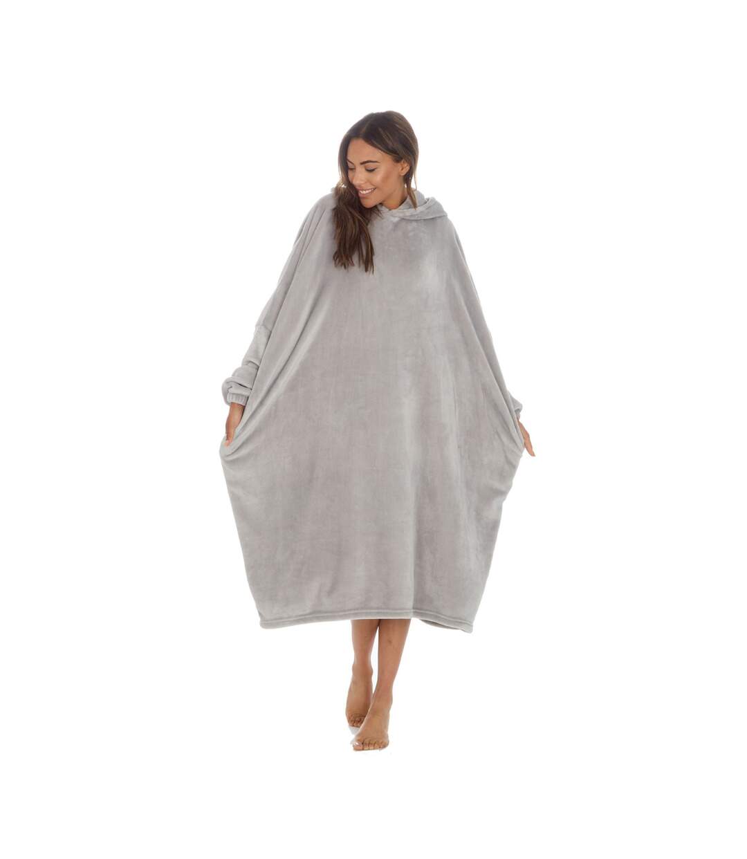 Ladies Sherpa Fleece Hooded Poncho | Snuggle Oversized Wearable Blanket Hoodie-2