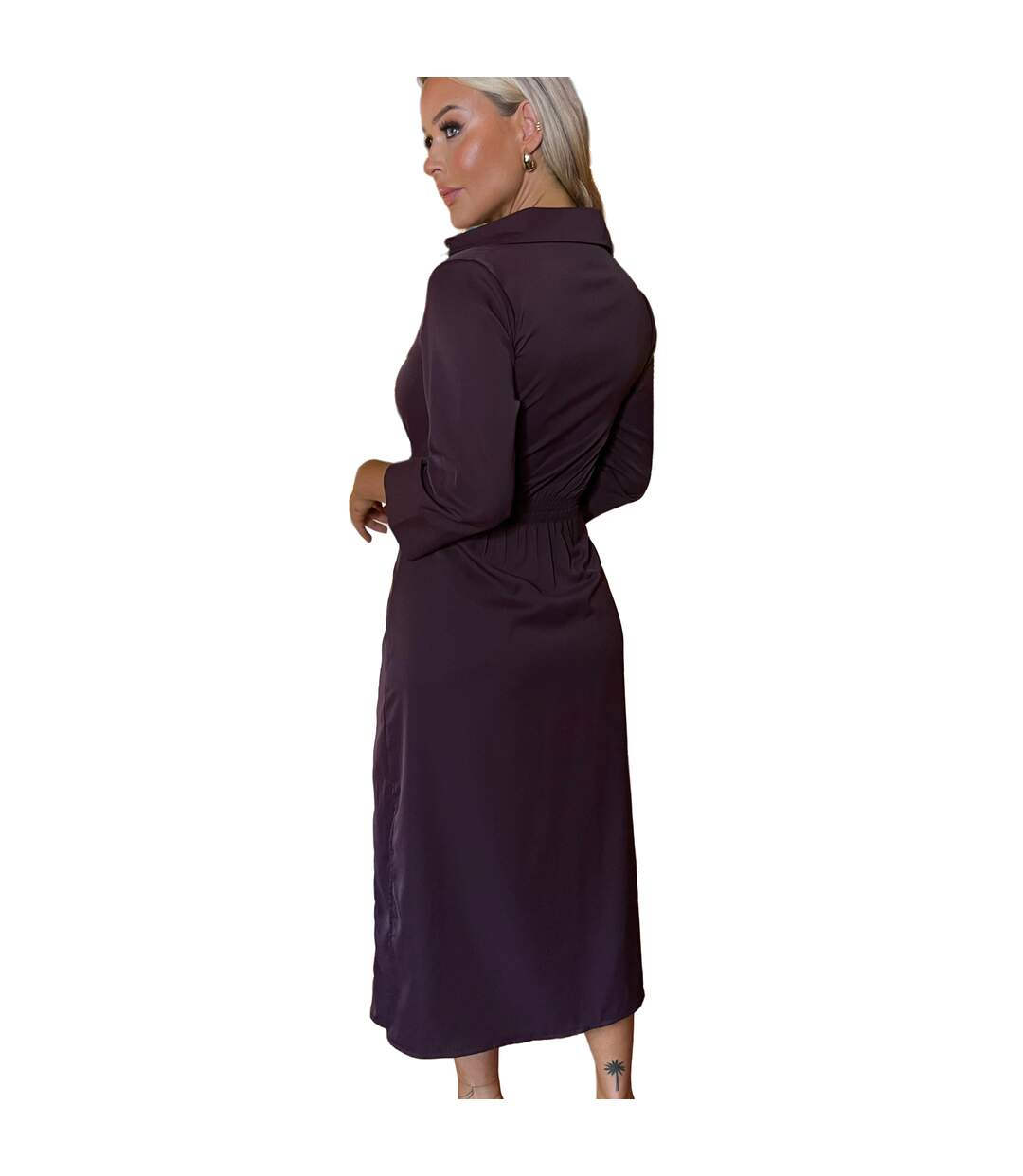 Robe Chemisier Mi-longue Femme Pourpre AX Paris-3