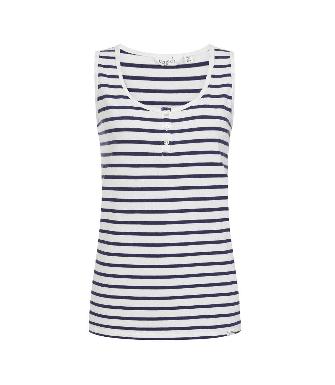Débardeur Motif/style À Rayures Femme Blanc Marine Lazy Jacks-1