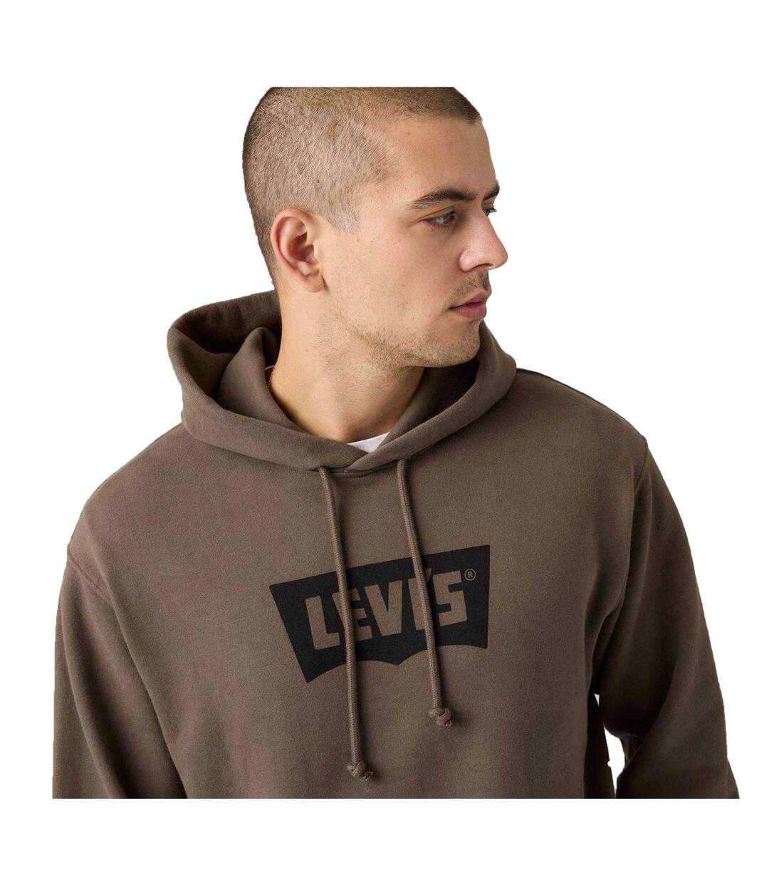 Sweat À Capuche Motif/style Aile De Chauve-souris Et Logo Homme Marron Levis-3