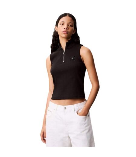 Womens/ladies Ribbed Slim Sleeveless Tank Top Black Calvin Klein