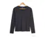 AXONE CHINA1N - Tee-shirt noir manches longues en coton flammé avec col 3 boutons et poche poitrine-2